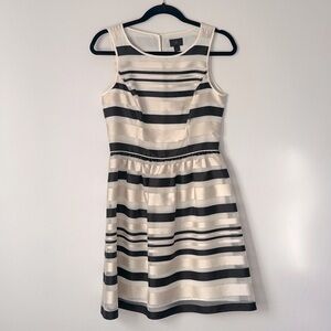 Banana Republic cream and black stripe sheer cocktail dress